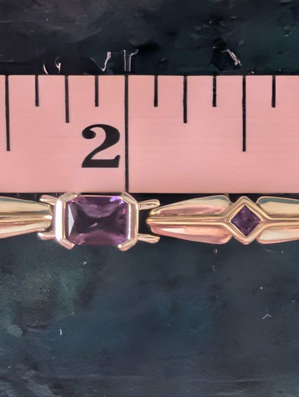 Art Deco Style Sterling Silver Amethyst Tennis Bracelet With Gold Accents - Picture 13 of 16